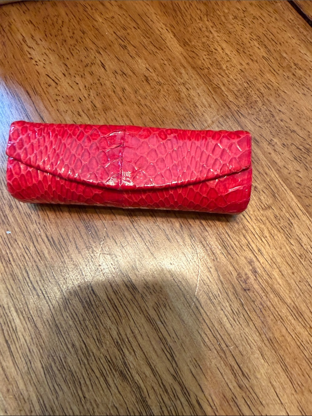 Vintage Red Faux-Snake Leather Lipstick Case - Women Bags